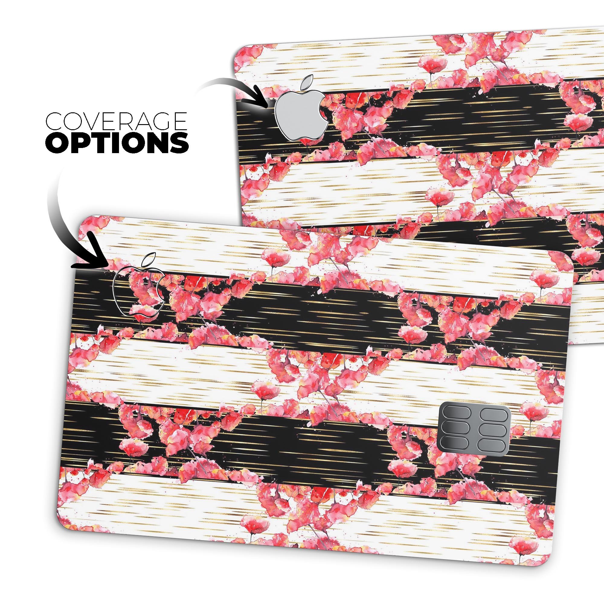 Karamfila Watercolo Poppies V6 decal skin-kit for Apple Card, showcasing vibrant poppy design and premium vinyl material.